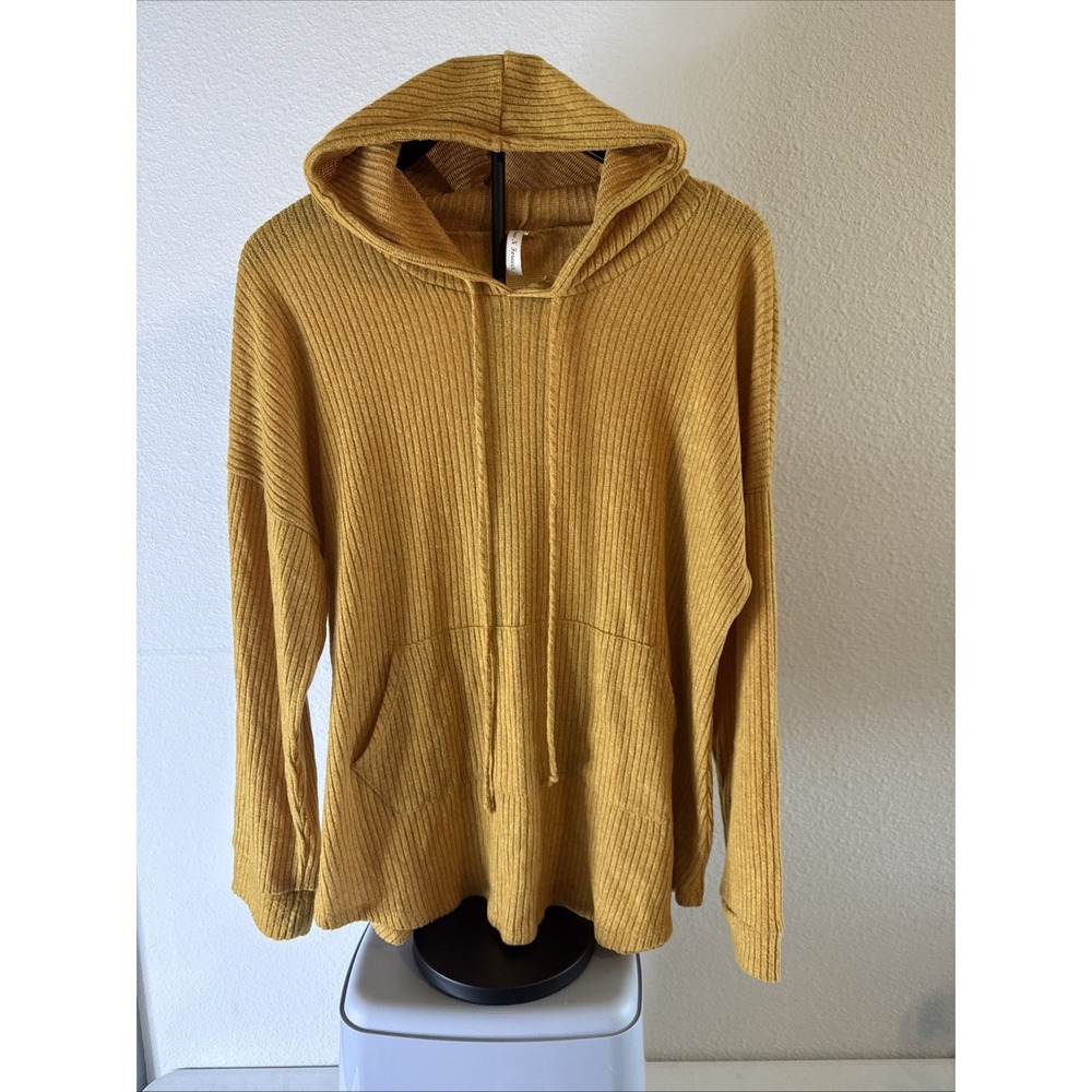 Now N Forever Women's Yellow Oversized Knit Hoodie Sweater Size L